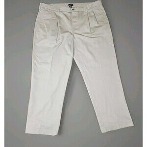 Van Heusen 42 X 30 Beige Pleated Men's Casual Tapered Chino Pants